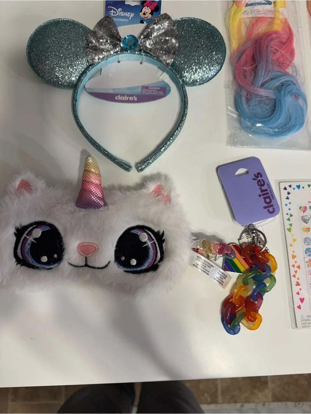 Claire's Kids Multicolor Hair and Makeup Lot- Rainbow Headbands & Clips